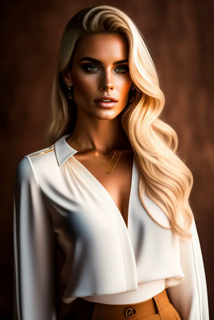 Studio Portrait of sexy blonde spanish model weari